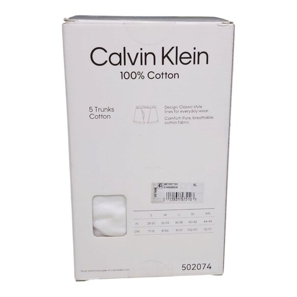 Calvin Klein Mens Size XL Trunks 10 Pair Classic Fit White 2 Boxes of 5 each - Picture 6 of 7